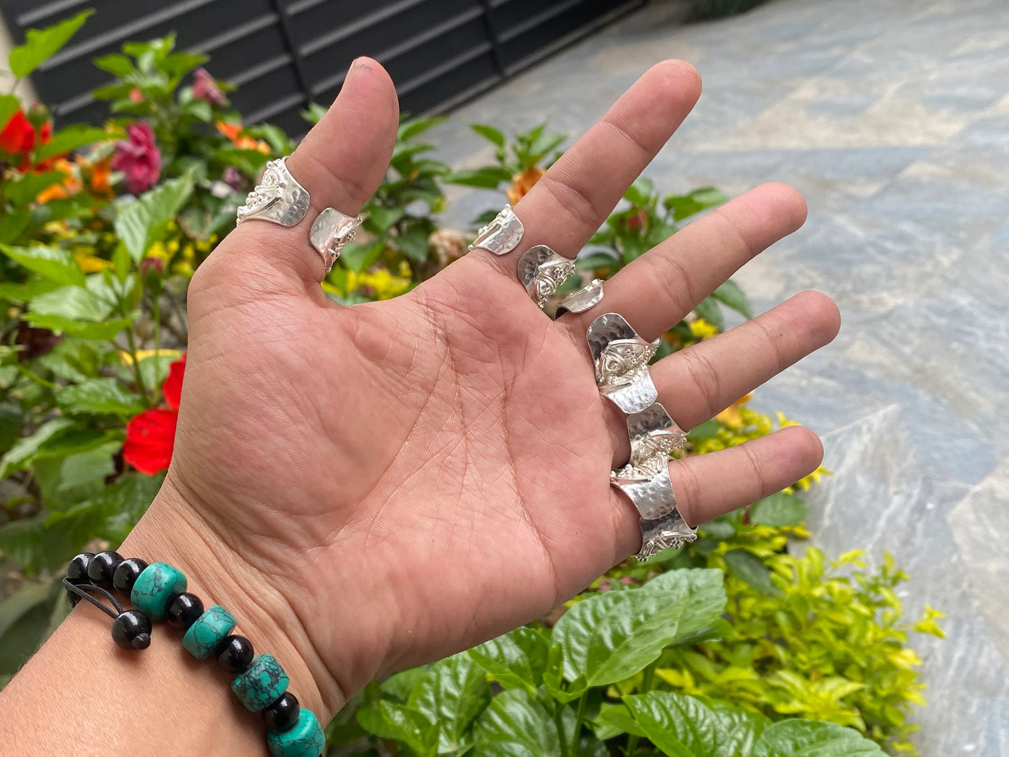 Handcrafted Two-Tone Turquoise Ring, Adjustable & Unique, Adjustable Turquoise Ring, Gift ideas.