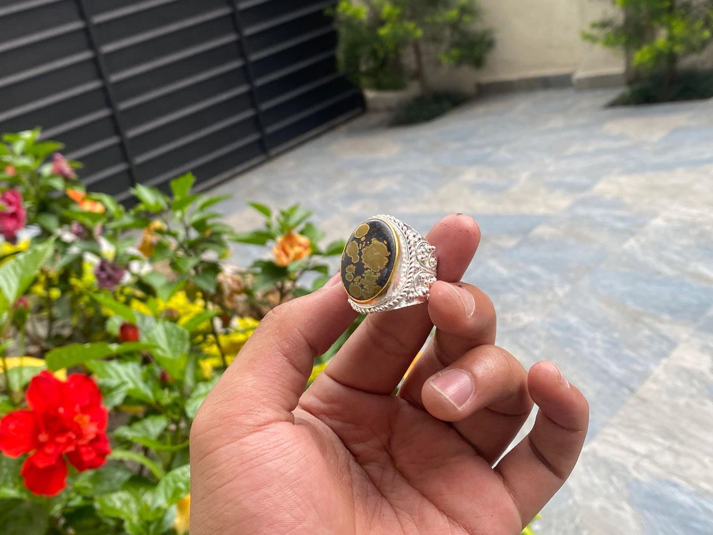 Handcrafted Two-Tone Turquoise Ring, Adjustable & Unique, Adjustable Turquoise Ring, Gift ideas.