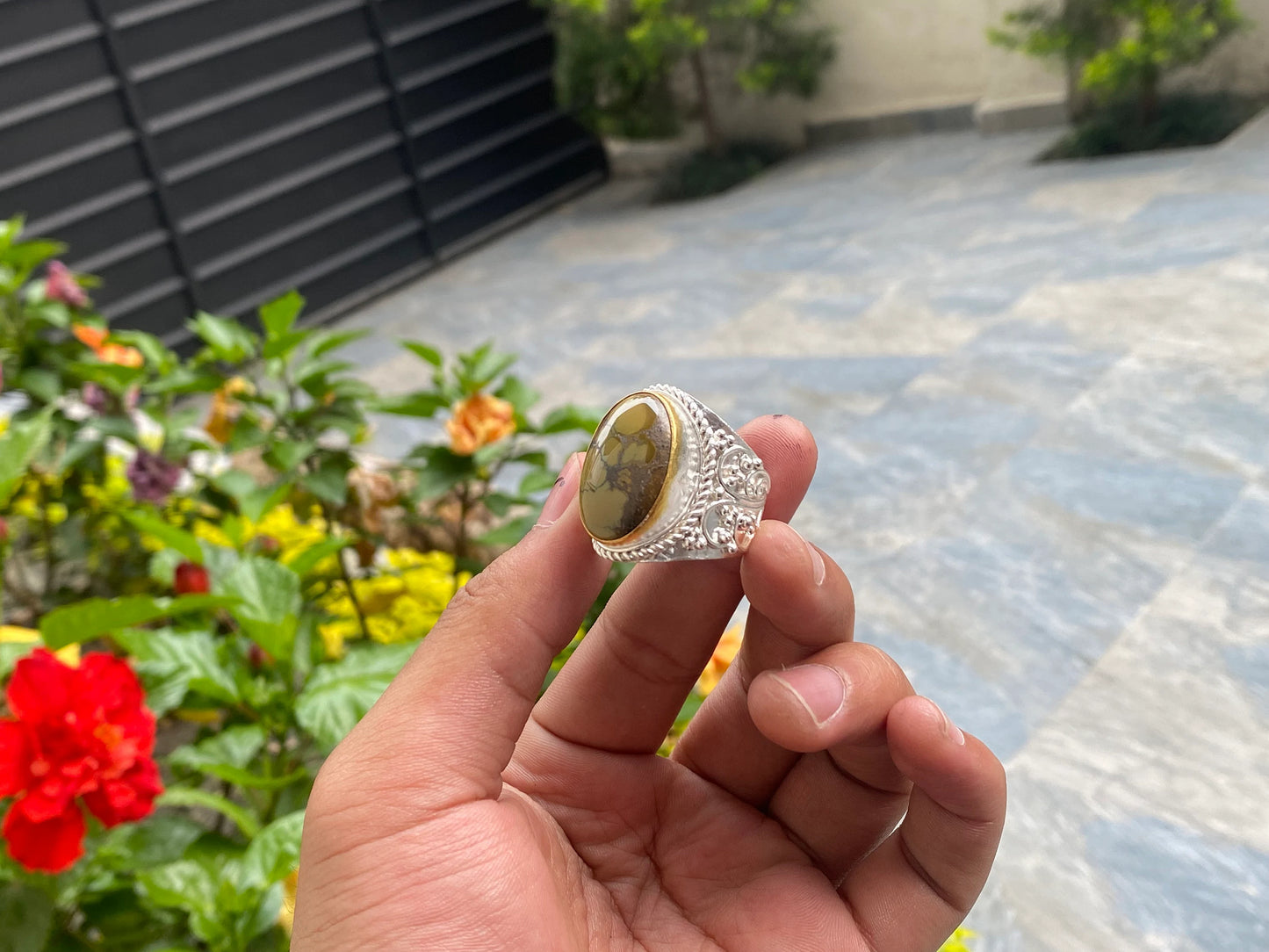 Handcrafted Two-Tone Turquoise Ring, Adjustable & Unique, Adjustable Turquoise Ring, Gift ideas.