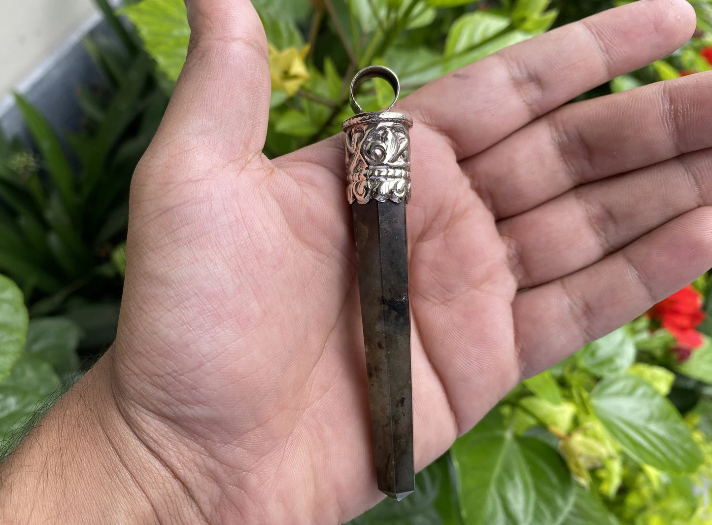 Unique Pointed Labradorite Pendant: Handcrafted for Daily Elegance, Unisex Big Pointed Pendant, Tibetan Silver Pendant, Gift ideas for her.