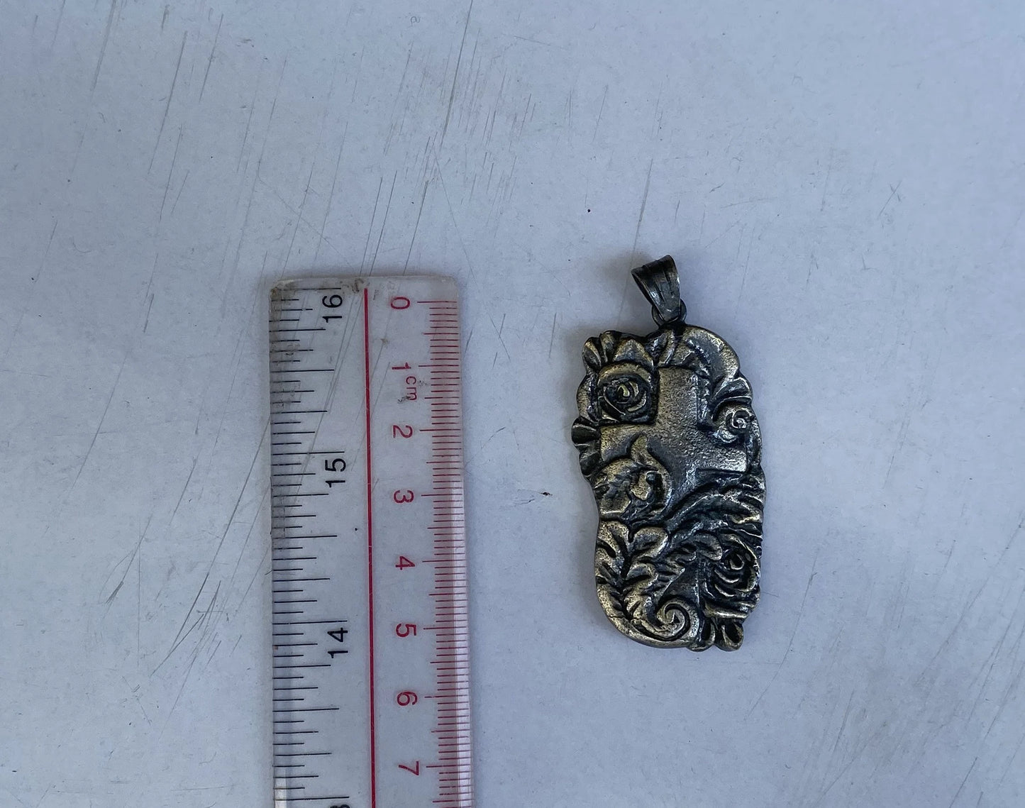 Handmade Floral Cross Silver Overlay Brass Pendant | Christian Jewelry, Catholic Jewelry, Pendant Necklace, Religious Pendant, Uni