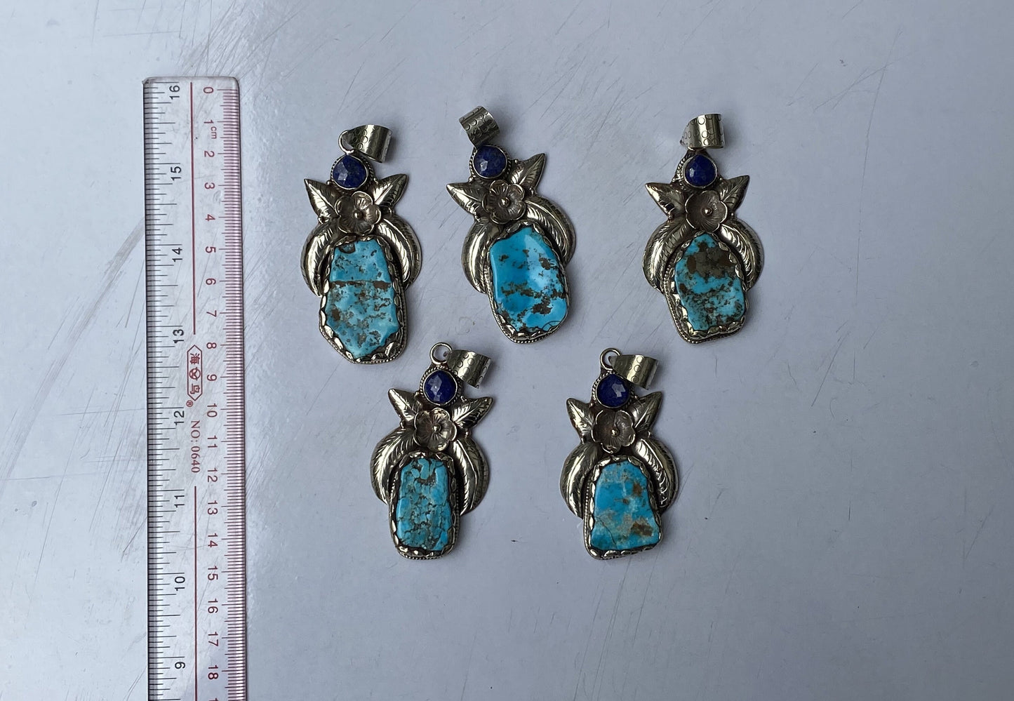 Handmade Nepalese Pendant: Turquoise, Lapis, and Floral Tibetan Silver, Timeless Unisex Turquoise and Lapis Pendant , Bohemian fashion.