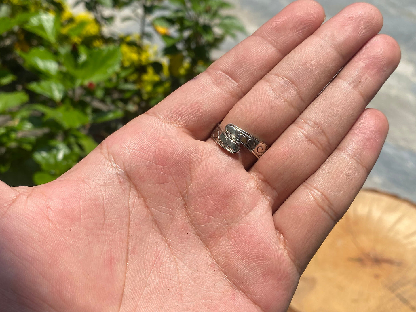 Handmade Tibetan Silver Ring adorned with Citrine and White Topaz.