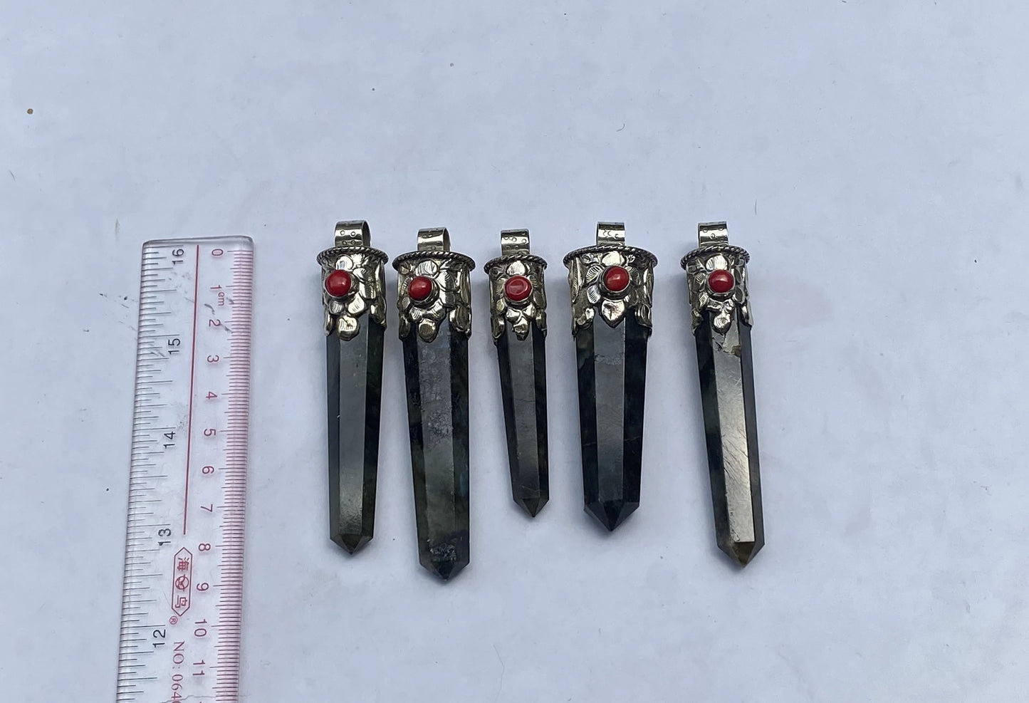 Healing Labradorite Pendant with Boho Charm, Daily wear pendant, Pointed Pendant, Coral adorned pendant.