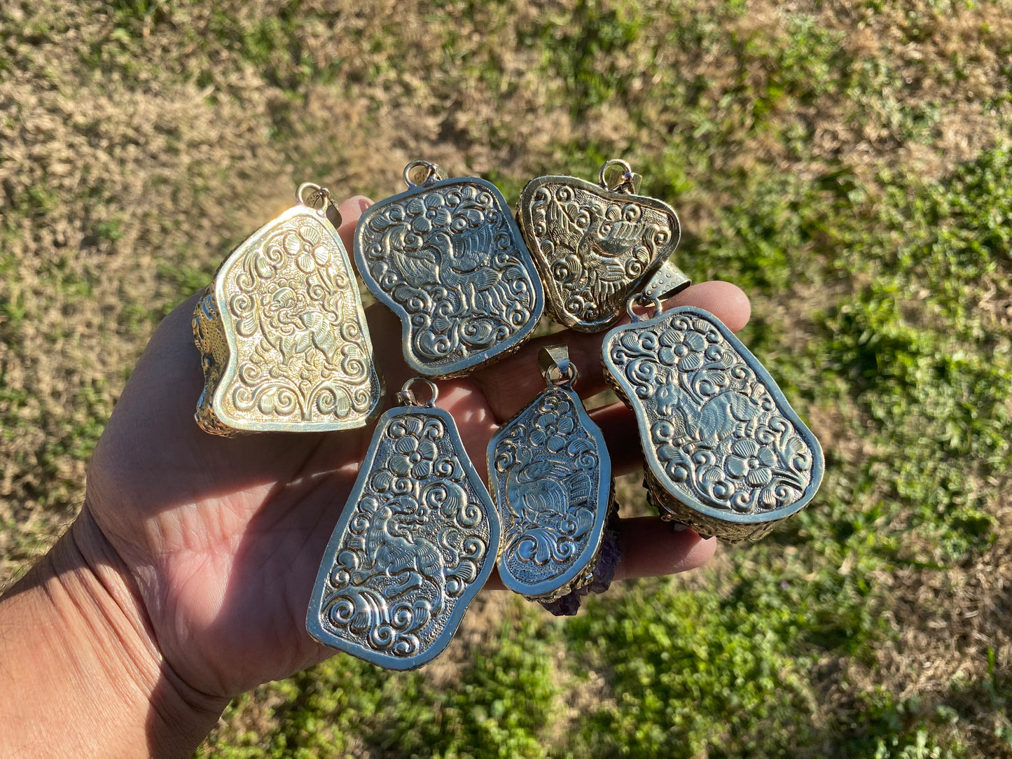 Raw Amethyst Druzy Natural Stone Tibetan Silver Pendant, Healing Pendant, Hill Tribe Women's Jewelry, Birthstone Pendant, Pendant Necklace