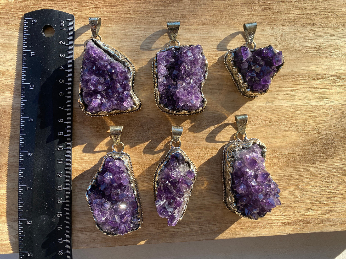 Raw Amethyst Druzy Natural Stone Tibetan Silver Pendant, Healing Pendant, Hill Tribe Women's Jewelry, Birthstone Pendant, Pendant Necklace