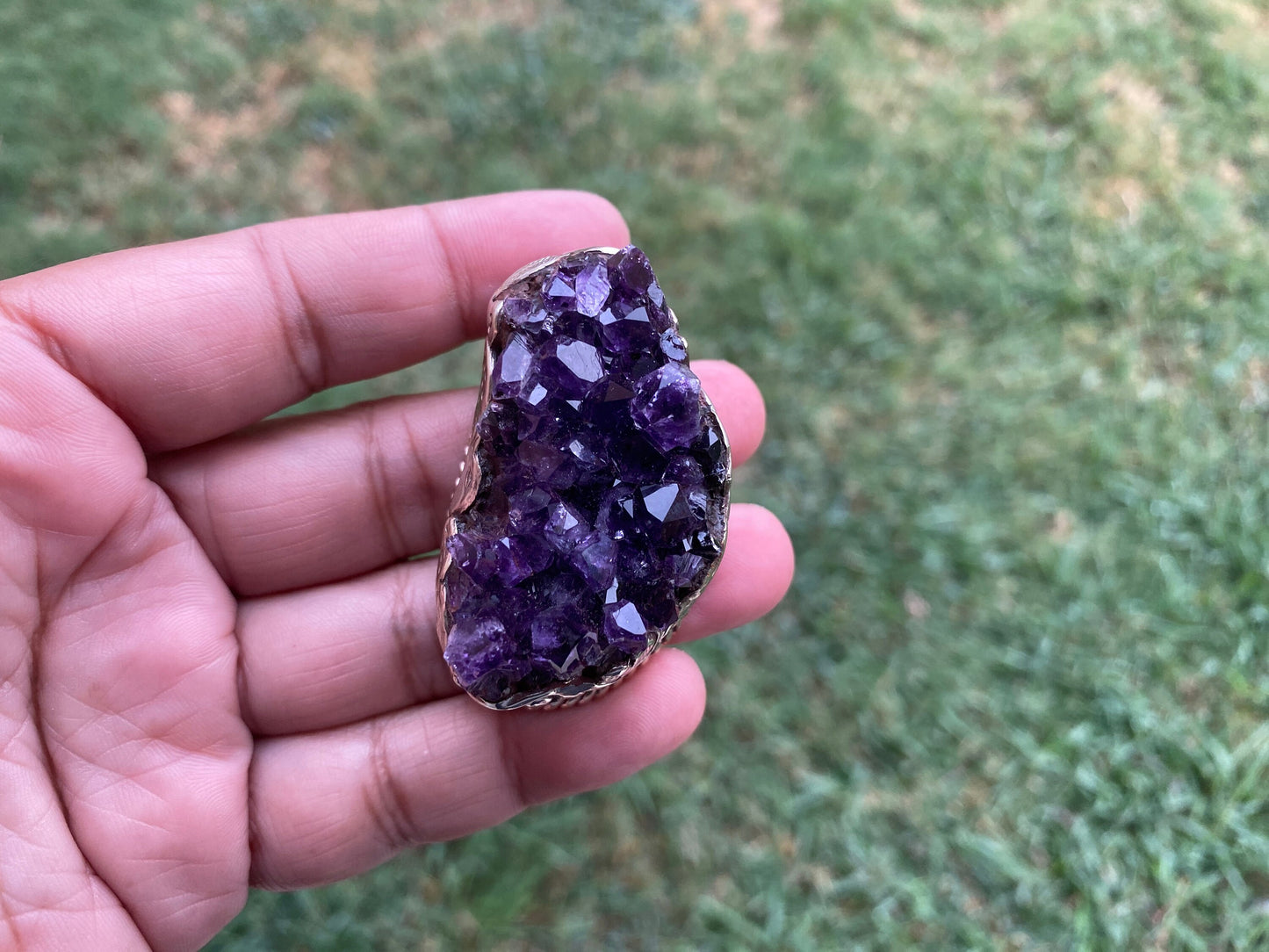 Raw Amethyst Druzy Natural Stone Tibetan Silver Pendant, Healing Pendant, Hill Tribe Women's Lustrous Jewelry, Elegance, Handcrafted Jewels
