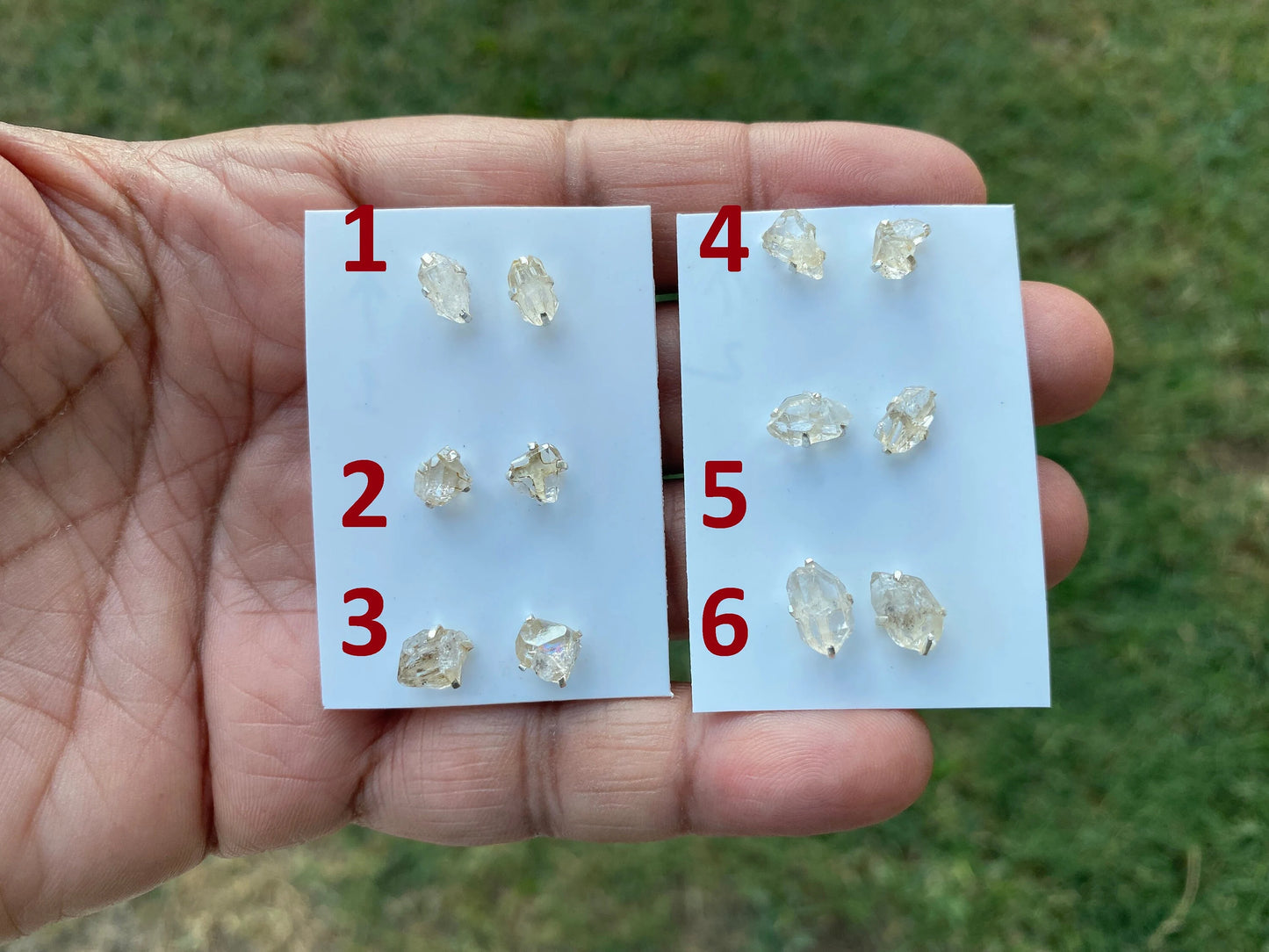 Herkimer Diamond Sterling Silver Earring, Raw Herkimer Earring, Raw Prong Set Stud Earring, April Birthstone, Christmas Gift, Stud Earring