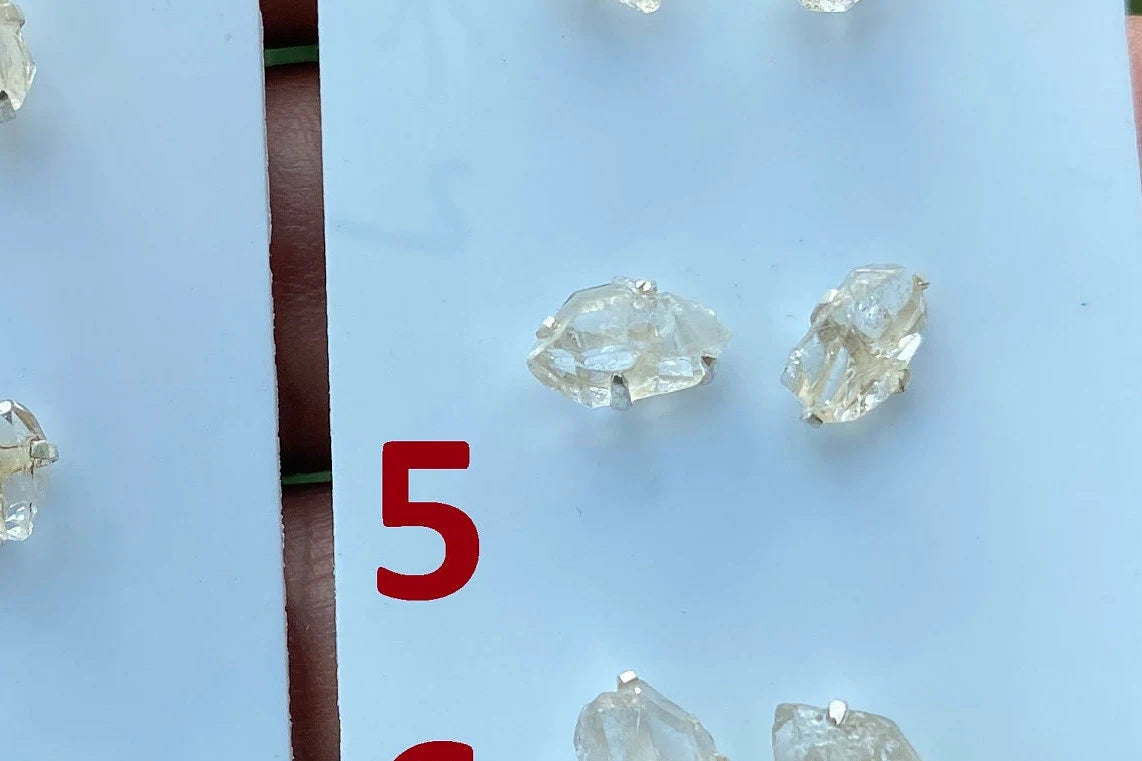 Herkimer Diamond Sterling Silver Earring, Raw Herkimer Earring, Raw Prong Set Stud Earring, April Birthstone, Christmas Gift, Stud Earring