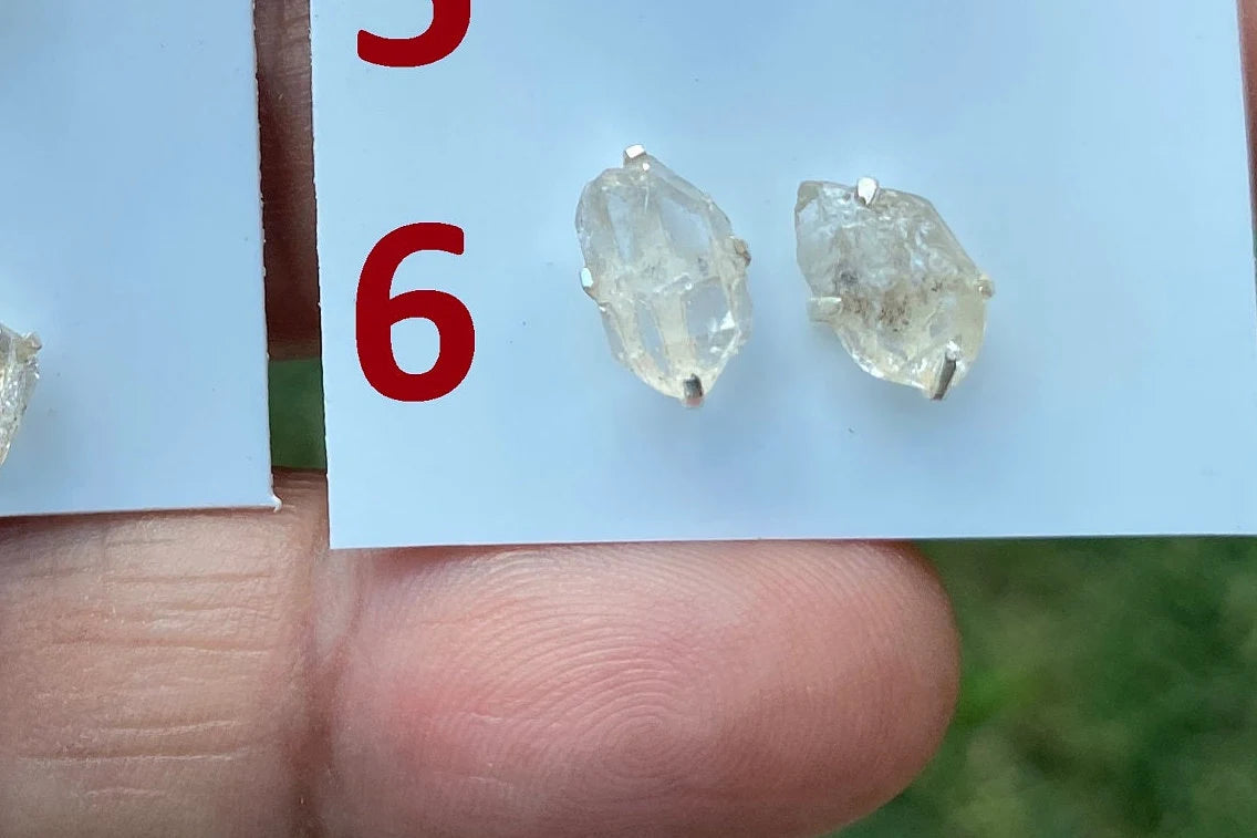 Herkimer Diamond Sterling Silver Earring, Raw Herkimer Earring, Raw Prong Set Stud Earring, April Birthstone, Christmas Gift, Stud Earring