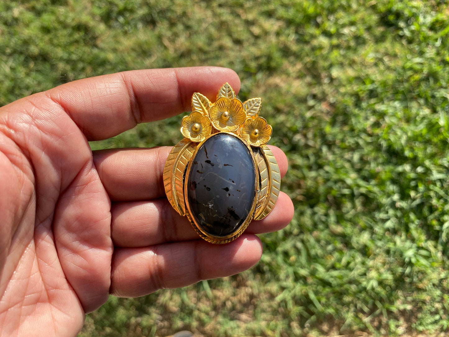 Dendritic Agate Pendants, High Quality Non Tarnish Brushed Gold Overlay, Healing Agate Pendant, Unique Jewelry Design, Elegant Gold Pendant