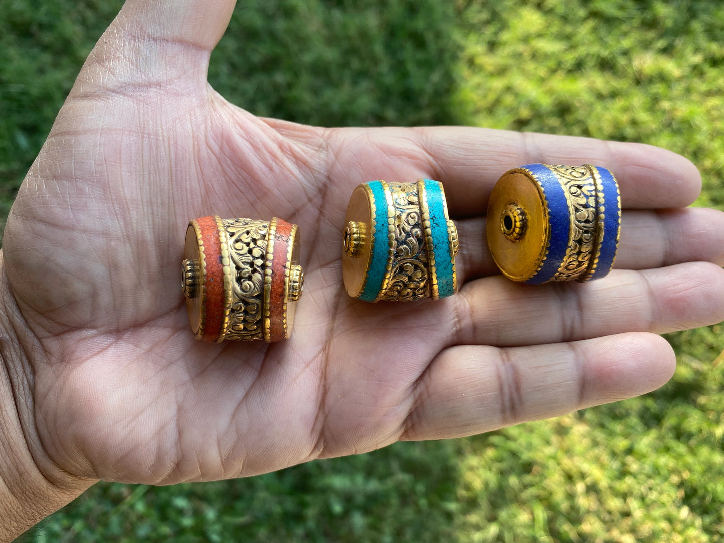 Small Agate Tibetan Bead Connector,Matte Gold Overlay, Bead for Chain Necklace, Himalayan Ethnic Bohemian Hill Tribe Jewelry Making Supplies