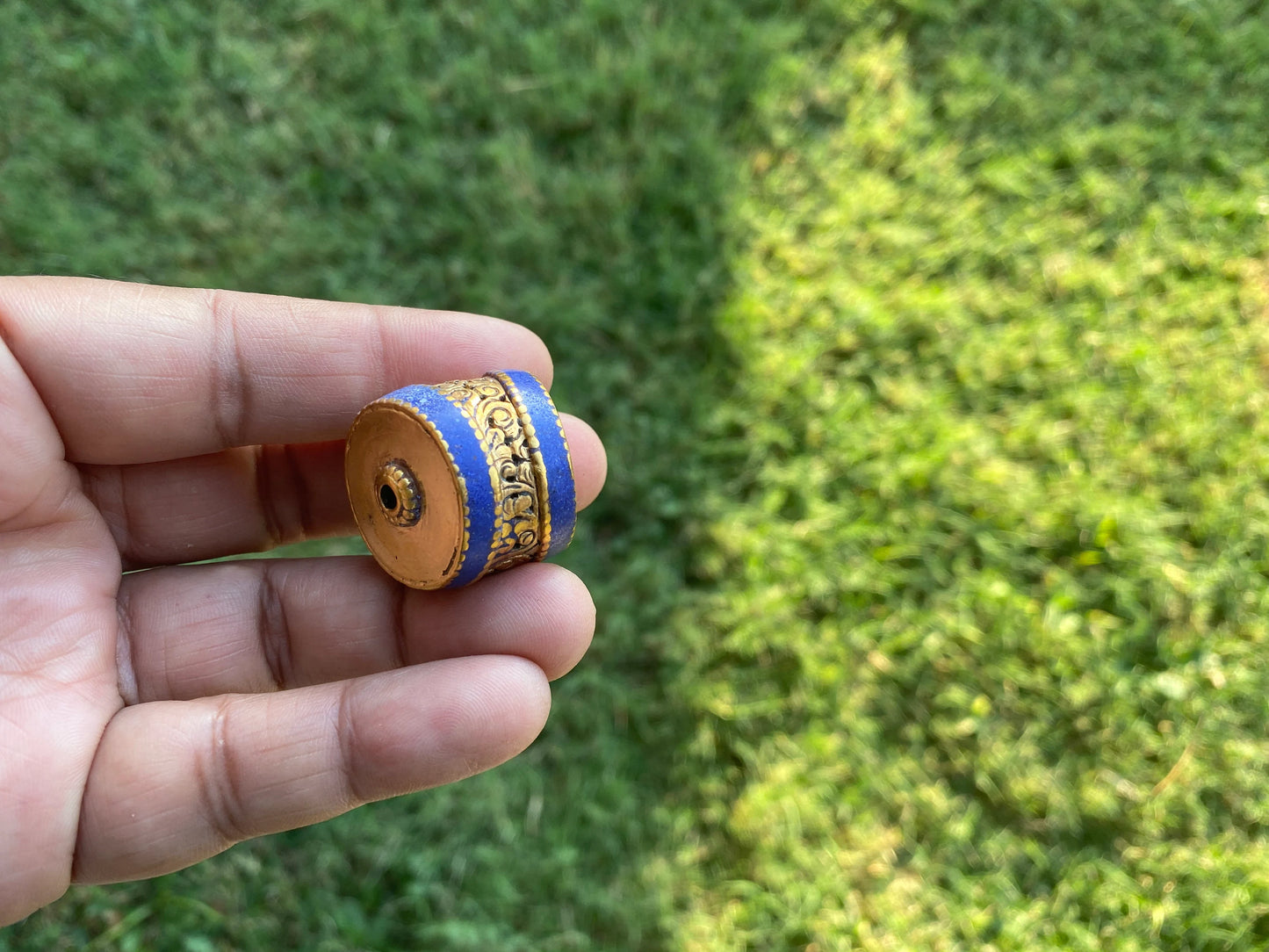 Small Agate Tibetan Bead Connector,Matte Gold Overlay, Bead for Chain Necklace, Himalayan Ethnic Bohemian Hill Tribe Jewelry Making Supplies