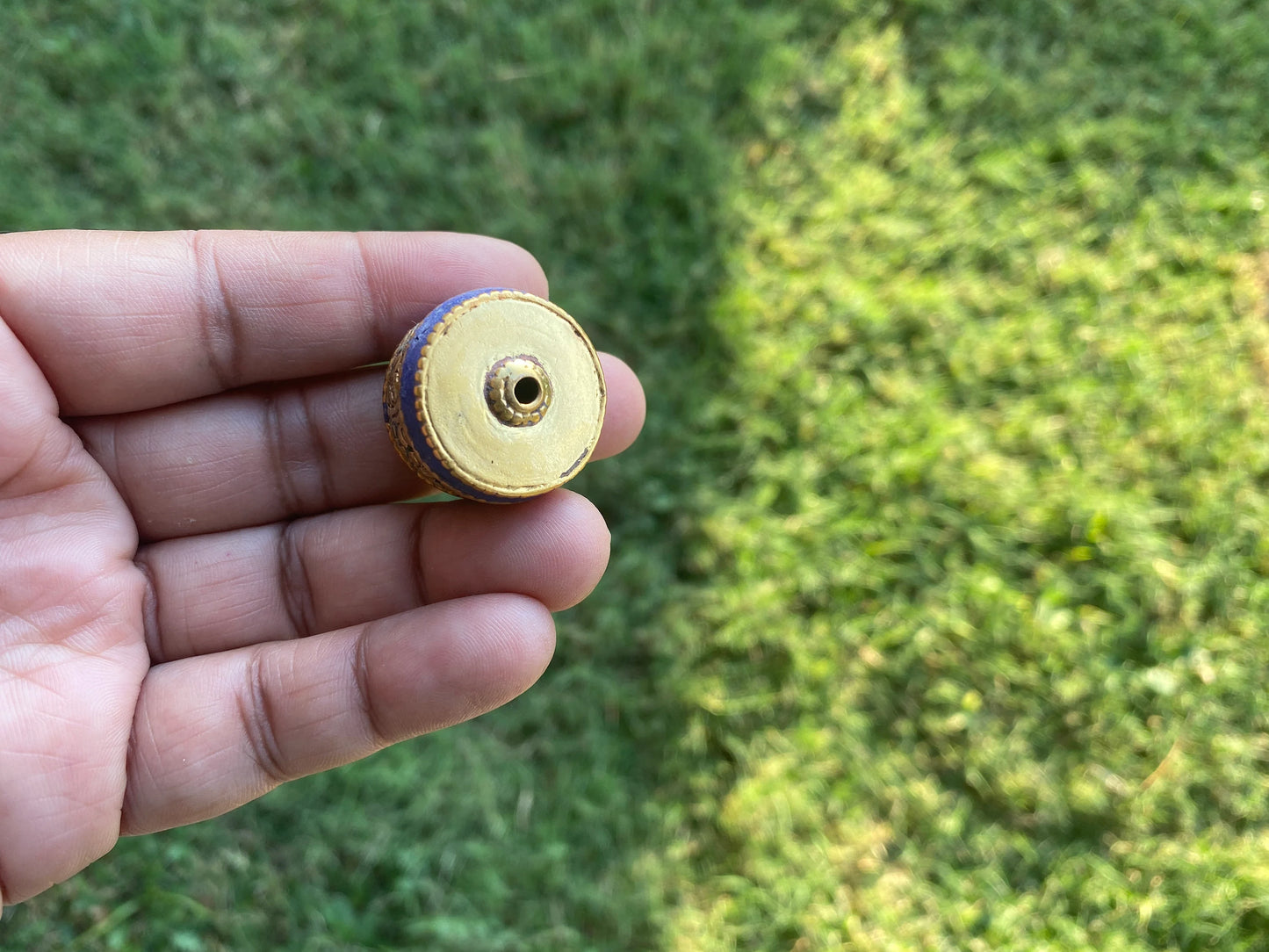 Small Agate Tibetan Bead Connector,Matte Gold Overlay, Bead for Chain Necklace, Himalayan Ethnic Bohemian Hill Tribe Jewelry Making Supplies