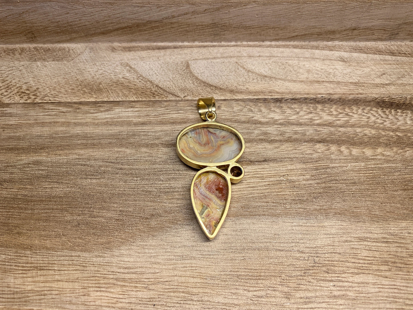 Jasper Natural Stone Pendant with Smoky Topaz Gemstone, Matte Gold Overlay, Birthstone Pendant for Necklace, Unique Designs, Wholesale Price