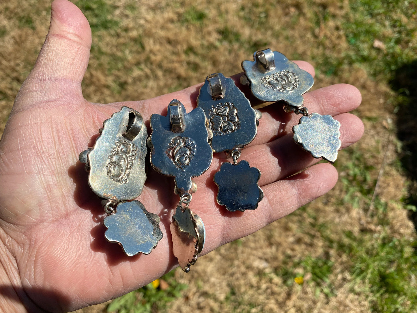 Larimar Natural Stone Tibetan Silver Pendant, Jewelry for Women, Ethnic Jewelry, Energy Stone Pendant, Birthstone, Hill Tribe Jewelry, Boho