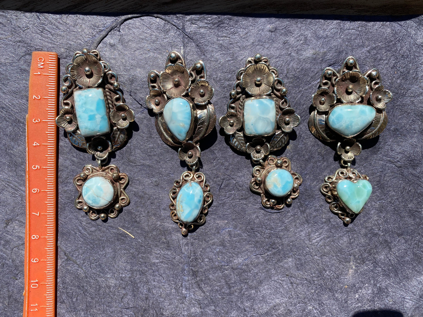 Larimar Natural Stone Tibetan Silver Pendant, Jewelry for Women, Ethnic Jewelry, Energy Stone Pendant, Birthstone, Hill Tribe Jewelry, Boho
