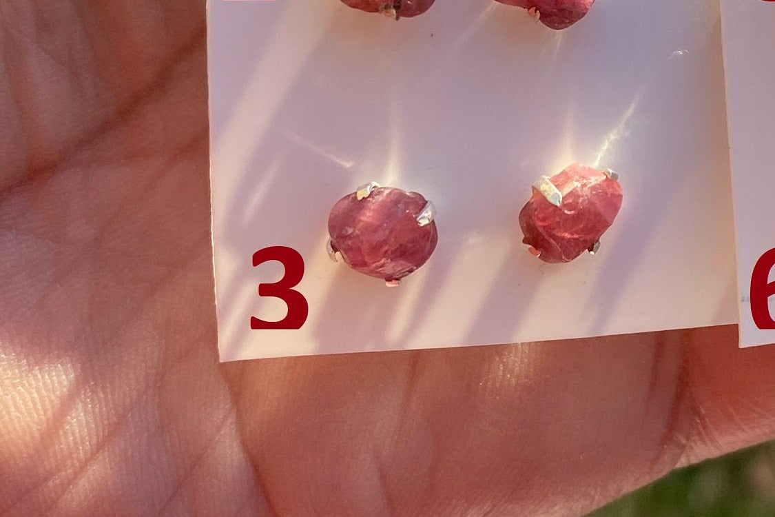Raw Ruby Gemstone Studs Earring, Sterling Silver Earrings, July Birthstone, Rough Ruby, Healing Crystal Earring, Raw Ruby Earrings For Women