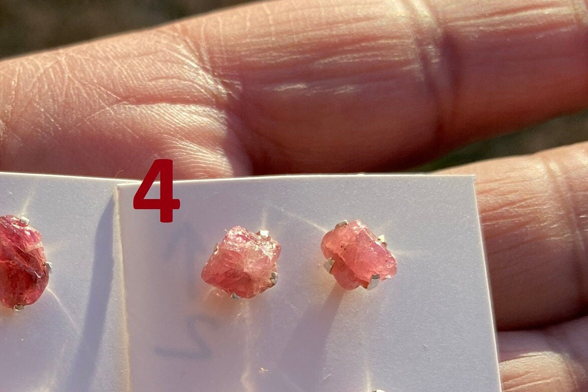 Raw Ruby Gemstone Studs Earring, Sterling Silver Earrings, July Birthstone, Rough Ruby, Healing Crystal Earring, Raw Ruby Earrings For Women