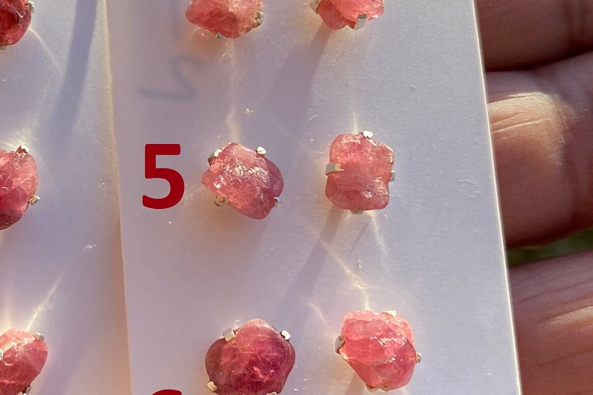 Raw Ruby Gemstone Studs Earring, Sterling Silver Earrings, July Birthstone, Rough Ruby, Healing Crystal Earring, Raw Ruby Earrings For Women