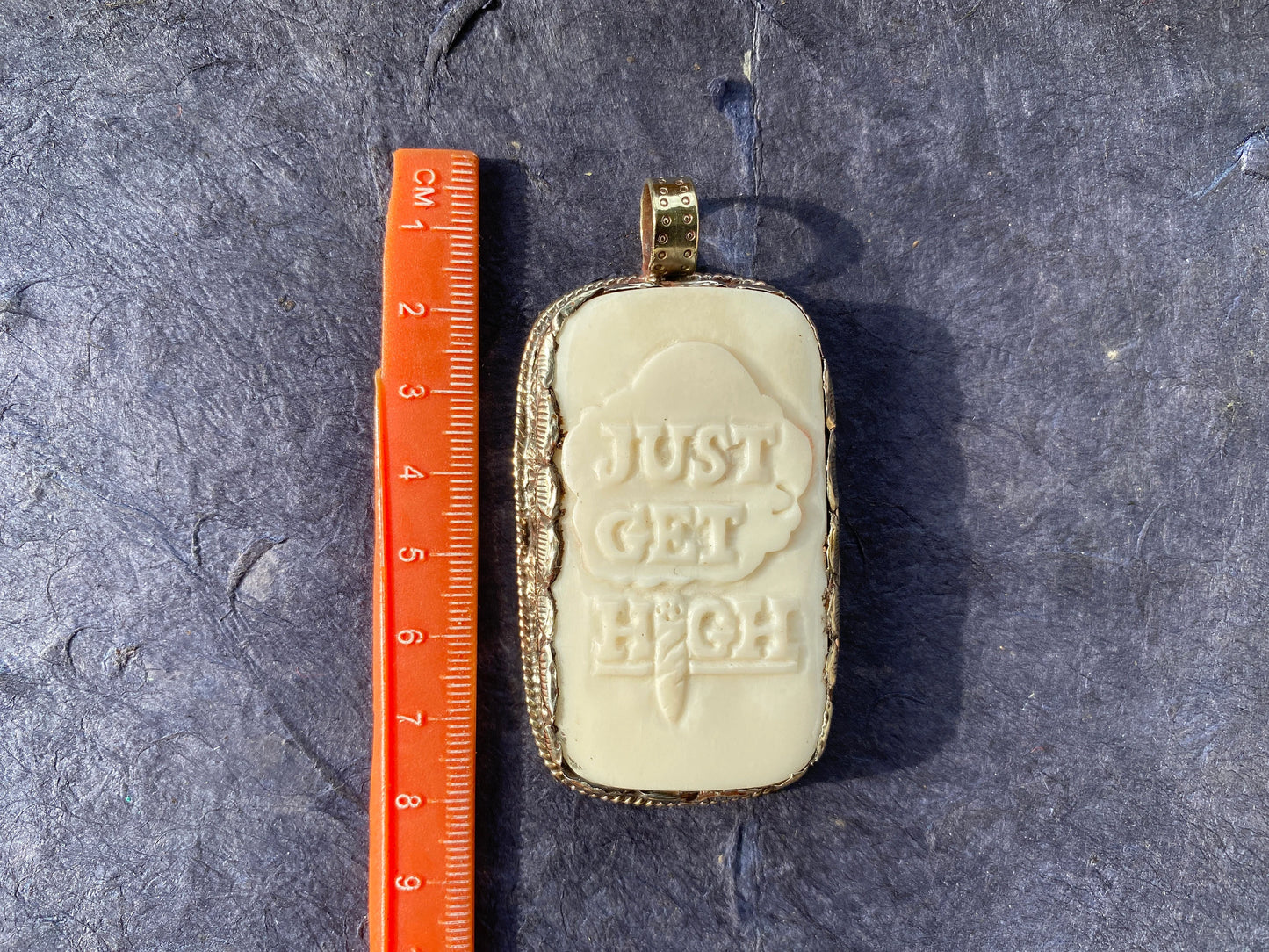 Just Get High Bone Tibetan Pendant, Stoner Jewelry, Adult Wish Pendant for Necklace, Cannabis Gift, Marijuana Gift, Funny Gift,