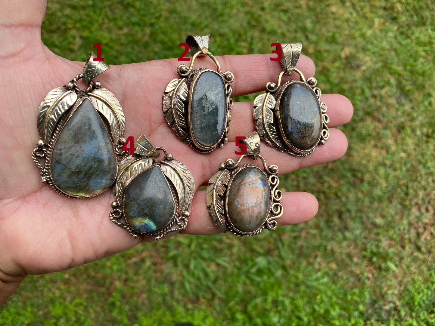 Labradorite Natural Stone Tibetan Silver Pendant, Tribal Design Jewelry, Tibetan Jewelry, Crystal Pendant, Birthstone Pendant