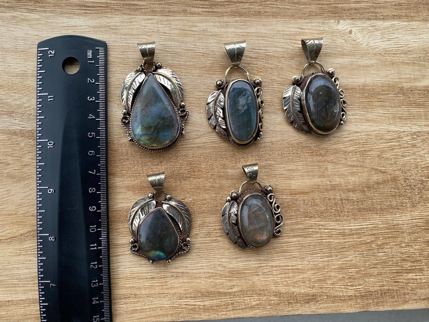 Labradorite Natural Stone Tibetan Silver Pendant, Tribal Design Jewelry, Tibetan Jewelry, Crystal Pendant, Birthstone Pendant