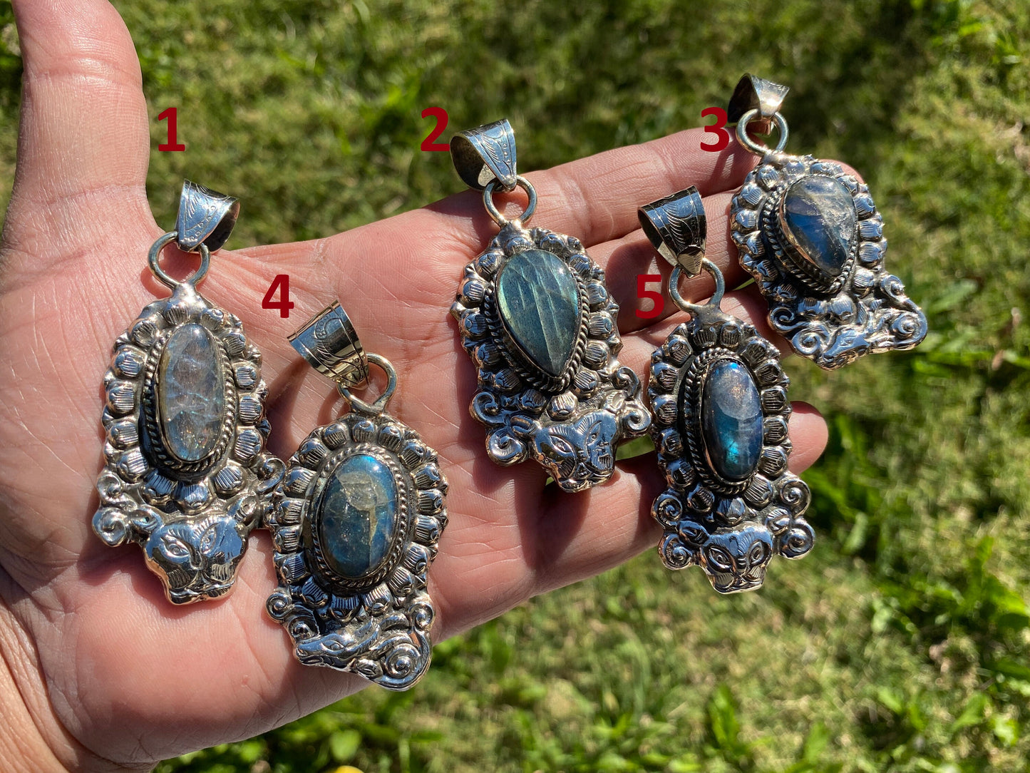 Labradorite Natural Stone Tibetan Silver Pendant, Anxiety Relief Pendant, Ethnic Handmade Jewelry, Necklace Pendant, Healing Crystal Pendant