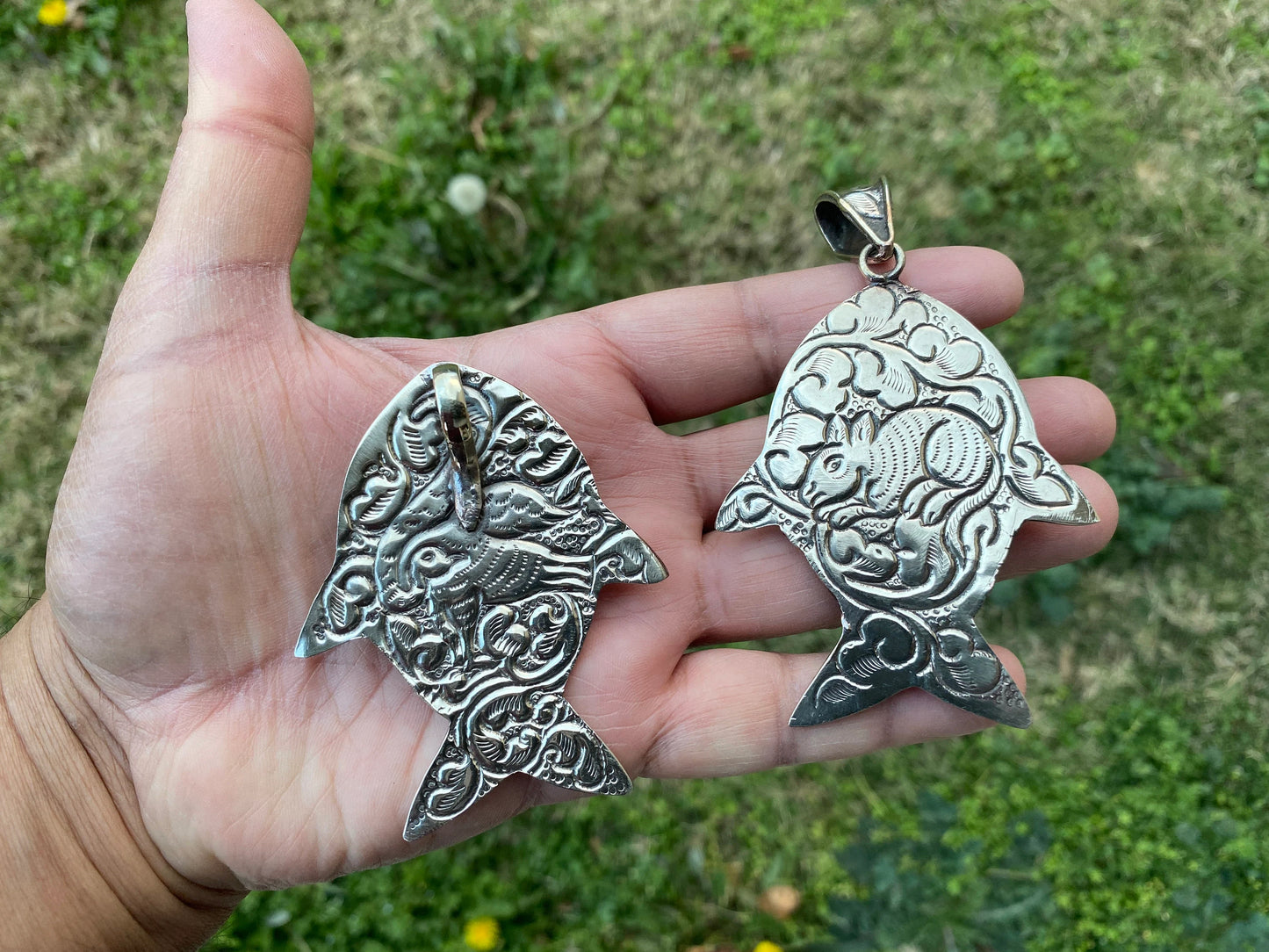 Labradorite Natural Stone Tibetan Silver Pendant, Fish Designs Jewelry, Tibetan Pendant, Crystal Anxiety Relief Pendant, Birthstone