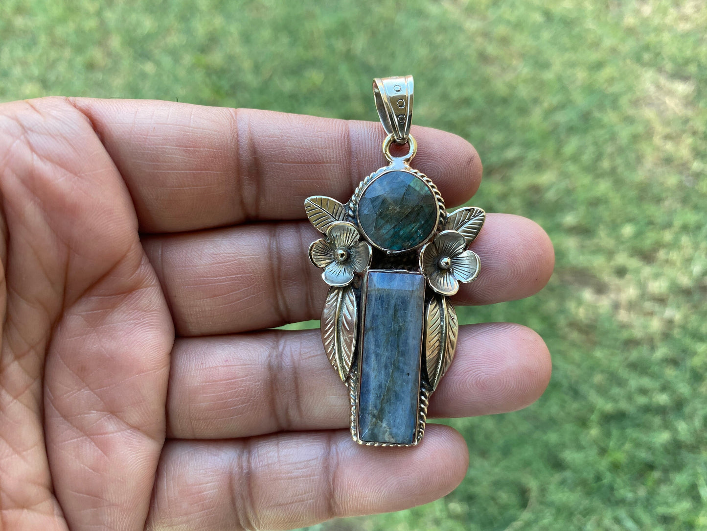 Labradorite Natural Stone Tibetan Silver Pendant,Throat Chakra, Natural Gemstone Jewelry, Birthstone Jewelry, Birthday Gift,