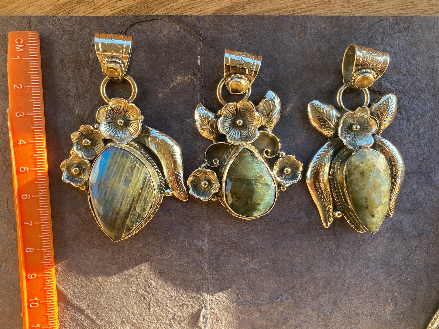 Labradorite Natural Stone with Citrine Tibetan Silver Pendant, Healing Crystal, Gift for Men or Wife, Ethnic Jewelry, Birthstone Pendant