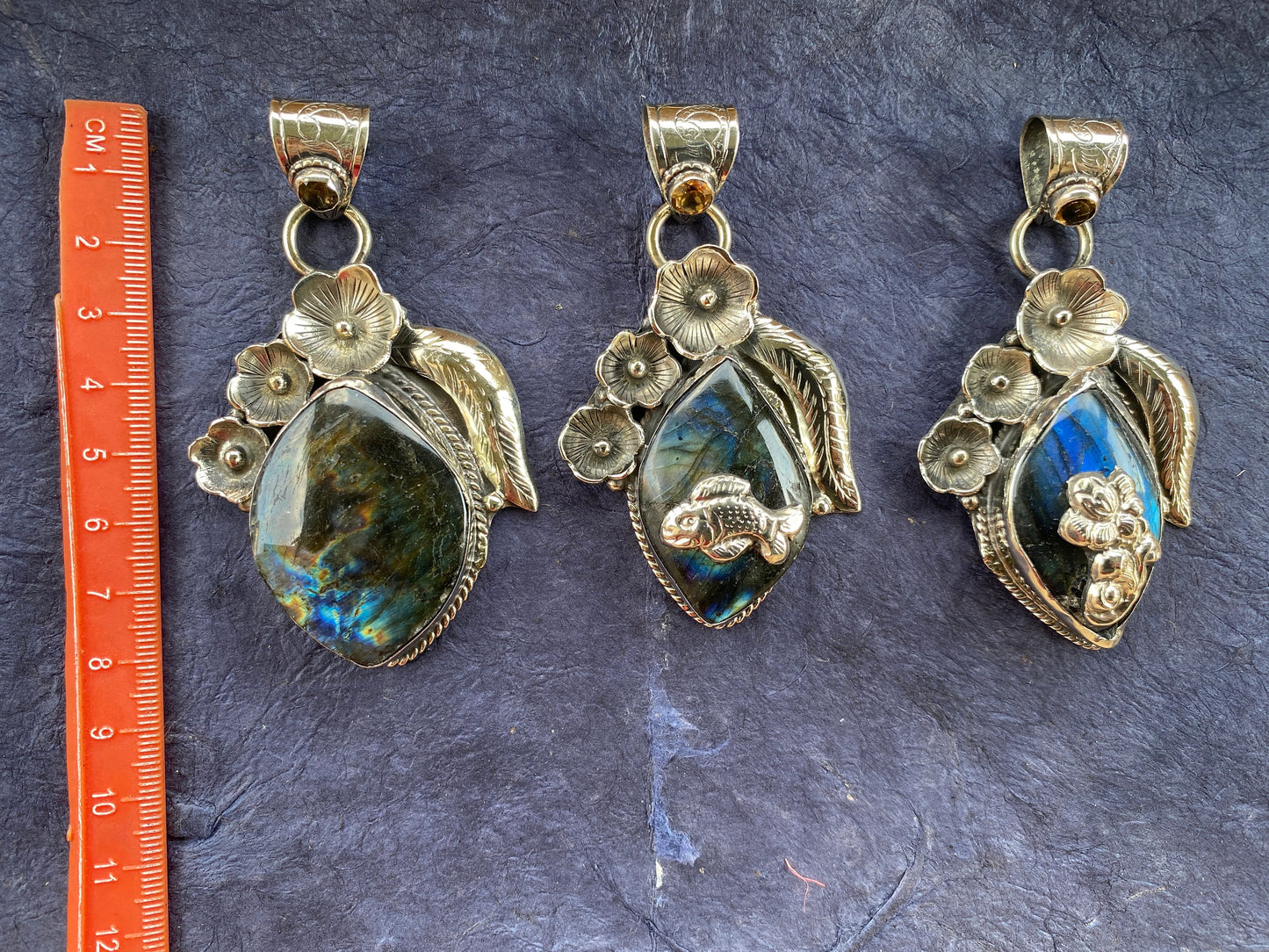 Labradorite Tibetan Silver Pendant with Citrine Gemstone, Healing Crystal, Women's Jewelry, Birthstone Pendant, Natural Stone, Ethnic