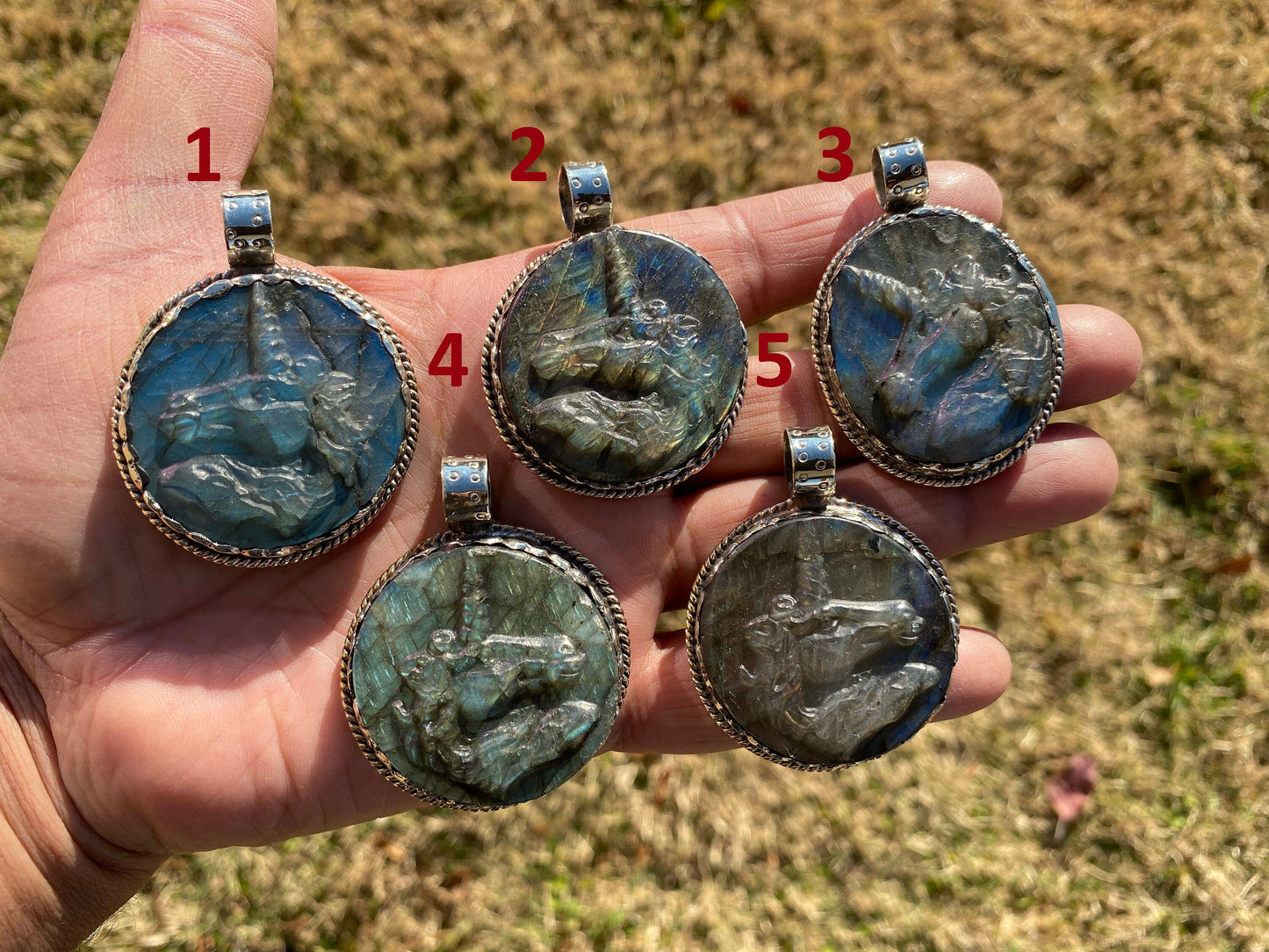 Carved Unicorn Labradorite Tibetan Silver Pendant, Horse Pendant, Labradorite Unicorn, Blue Labradorite, Healing Crystal, Animal Pendant