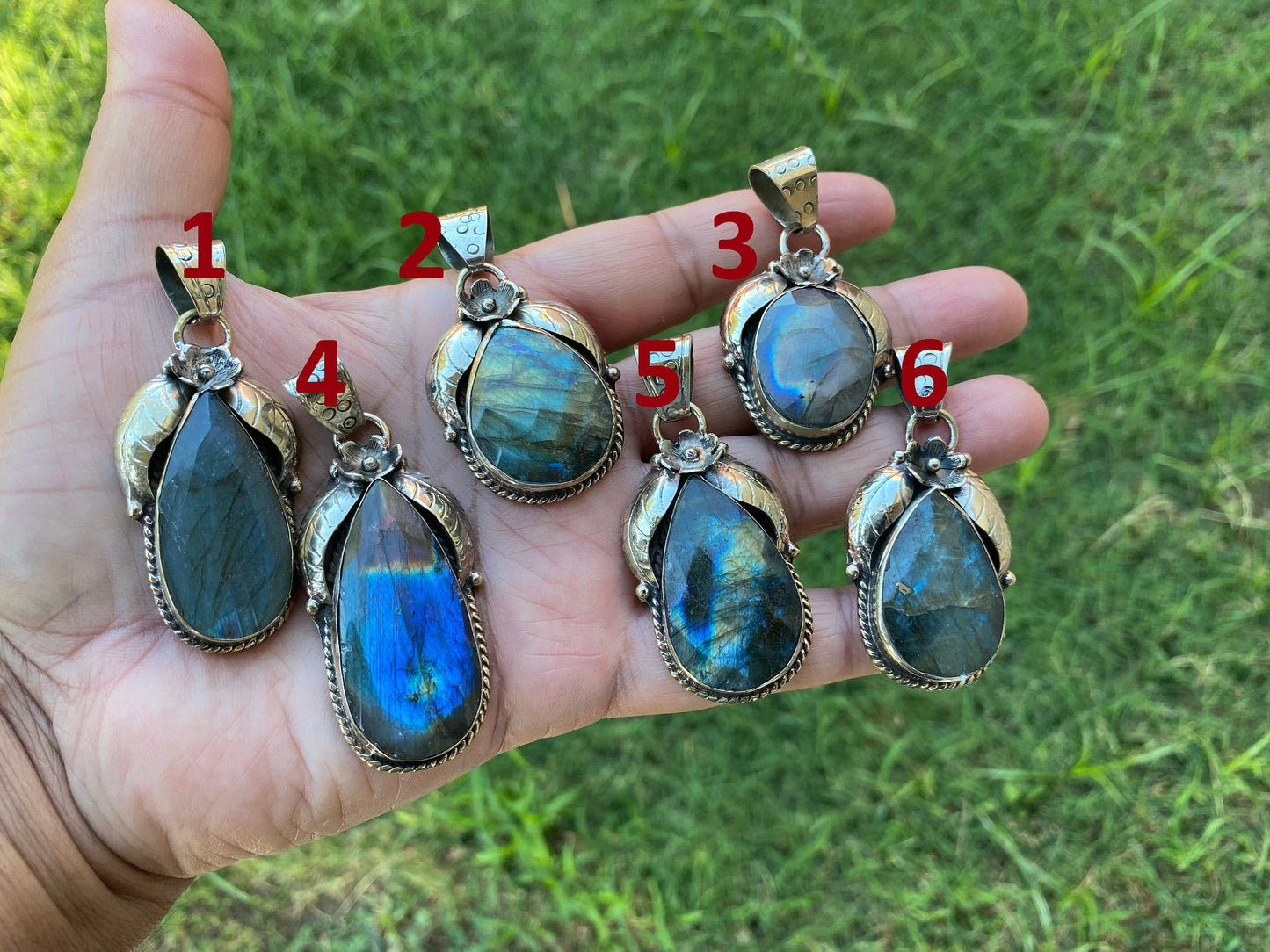 Labradorite Natural Stone Tibetan Silver Pendant, Healing Crystal, Energy Pendant for Necklace, Birthday Gift, Birthstone Jewelry,