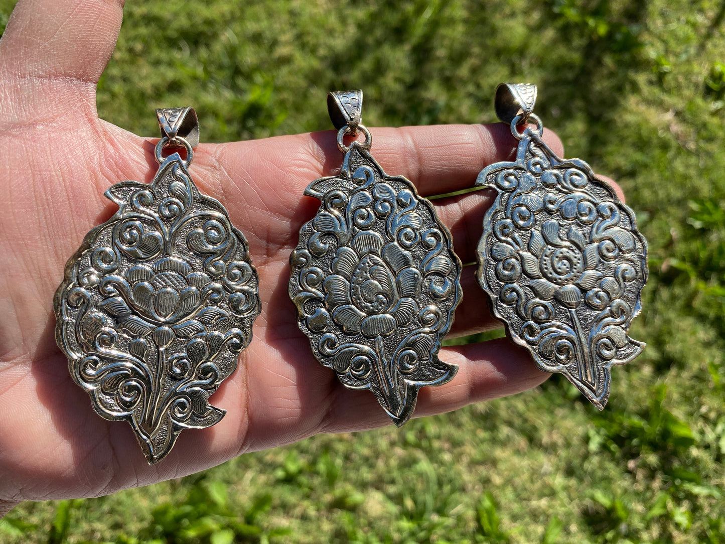 Lapis Lazuli Natural Stone Tibetan Silver Pendant, Ethnic Jewelry, Tibetan Pendant, Tribal Jewelry, Handmade Jewelry from Nepal, Birthstone