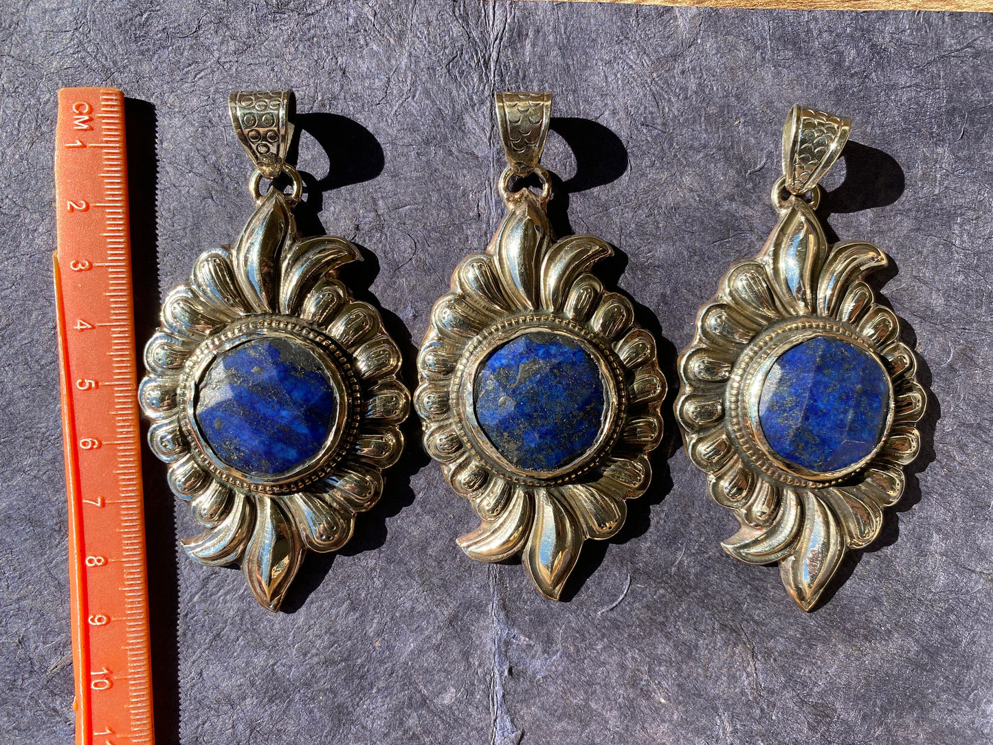 Lapis Lazuli Natural Stone Tibetan Silver Pendant, Ethnic Jewelry, Tibetan Pendant, Tribal Jewelry, Handmade Jewelry from Nepal, Birthstone
