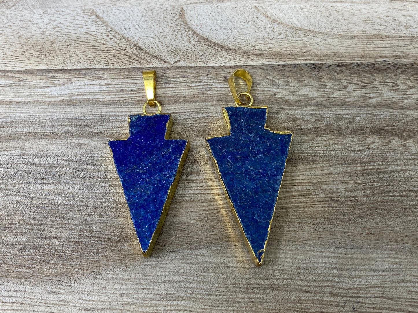 Lapis Lazuli Arrowhead Pendant, 18K Gold Electroplated, Boho Tribal Style, Pendent for Necklace, Pendant for Gold Chain