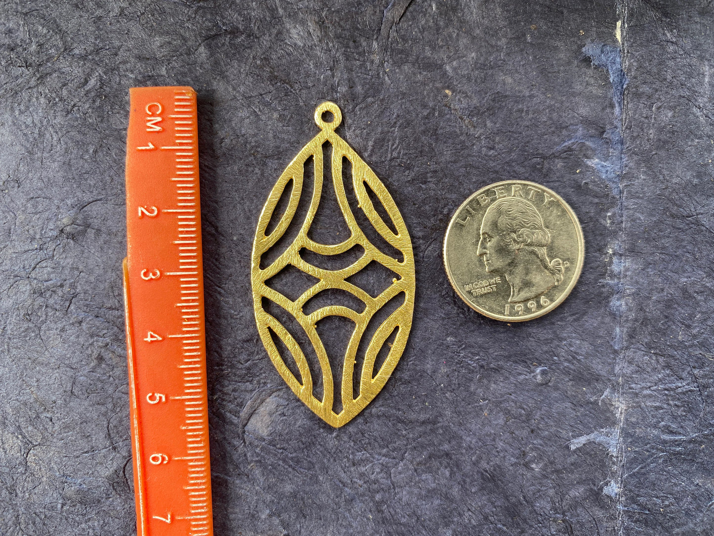 Large 54 X 28mm, Matte Gold Overlay Over Copper Bubbles Cut-Out Marquise Shaped Earrings Component, Light Weight Charm Pendant, Bridesmaids