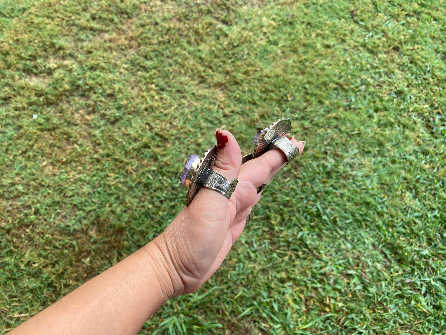 Large Adjustable Natural Raw Amethyst Druzy Tibetan Silver Ring, Natural Stone Large Ring, Statement Ring, Tibetan Big Ring, Boho ring