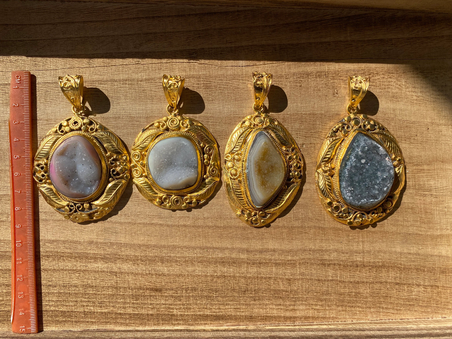 Large Agate Druzy Pendant, Non Tarnish Brushed Gold Overlay, Natural Gemstone Pendant, Healing Crystal, Ethnic Jewelry, Luxury Pendant