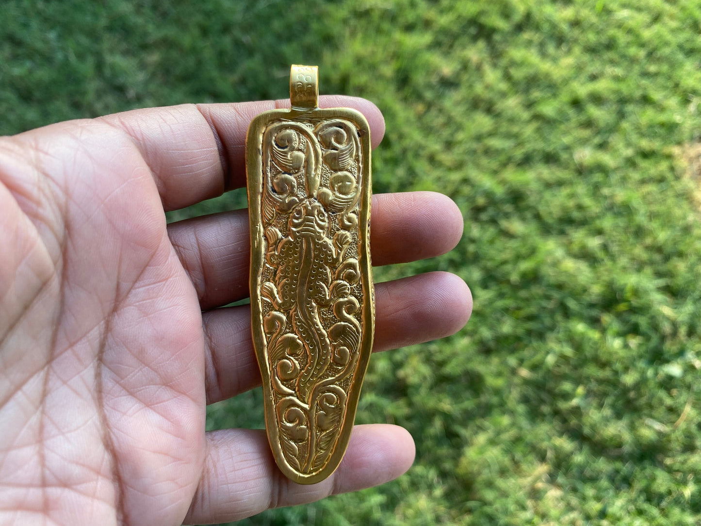Large Baby Bears Pendant, Buffalo Bone, High Quality 18K Brushed Gold Overlay Non Tarnish, Jewelry for Men or Women, Animal Jewelry, Boho
