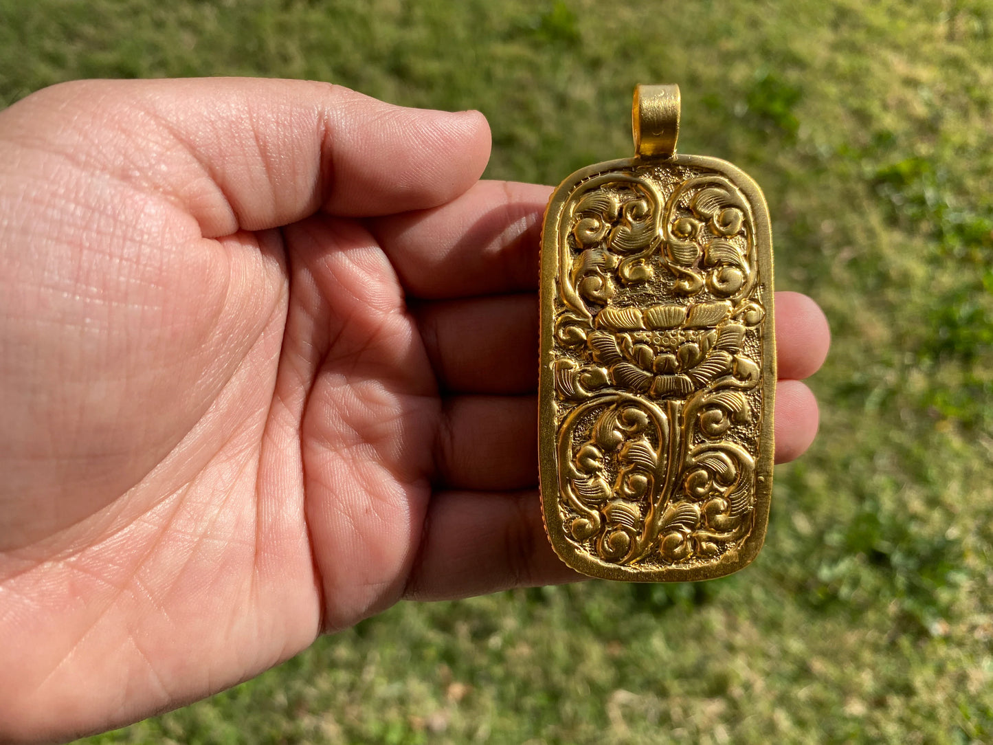 Large Black Lives Matter Carved Buffalo Bone Pendant, 18K Brushed Gold Overlay Non Tarnish, Men & Women Jewelry, Support for Black Movement