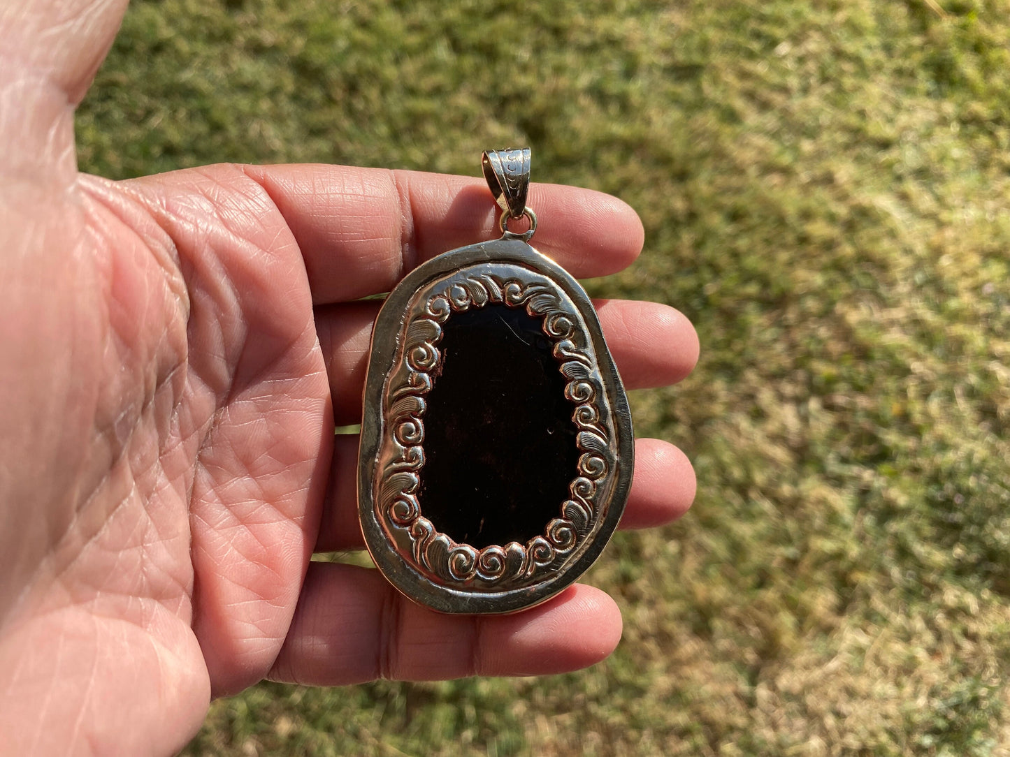 Large Black Obsidian Buddha Head Tibetan Silver Pendant, Buddhist Jewelry, Yoga Pendant for Necklace, Spiritual Jewelry, Bodhisattva Amulet