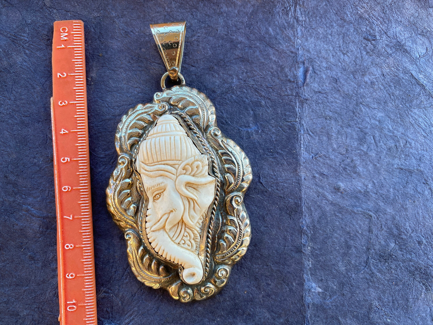 Large Bone Carved Ganesh Tibetan Silver Pendant, Yoga Pendant, Religious Jewelry, Spiritual Pendant, Jewelry for Men or Women, Hindu God