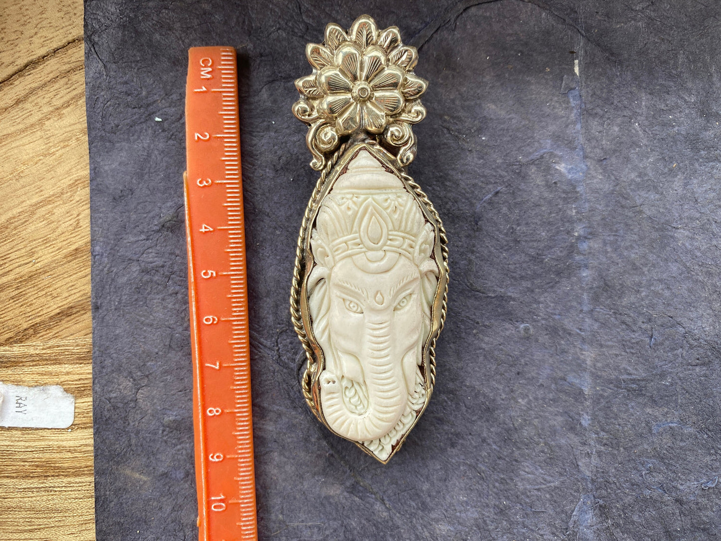 Large Bone Carved Lord Ganesh Tibetan Silver Pendant, Religious Jewelry, Remover Of Obstacles, Success Prosperity Protection Symbol