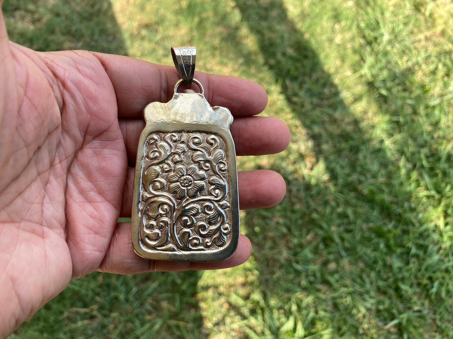 Large Buddha Face Black Obsidian Tibetan Silver Pendant, Buddhist Jewelry, Yoga Pendant for Necklace, Spiritual Jewelry, Bodhisattva Amulet