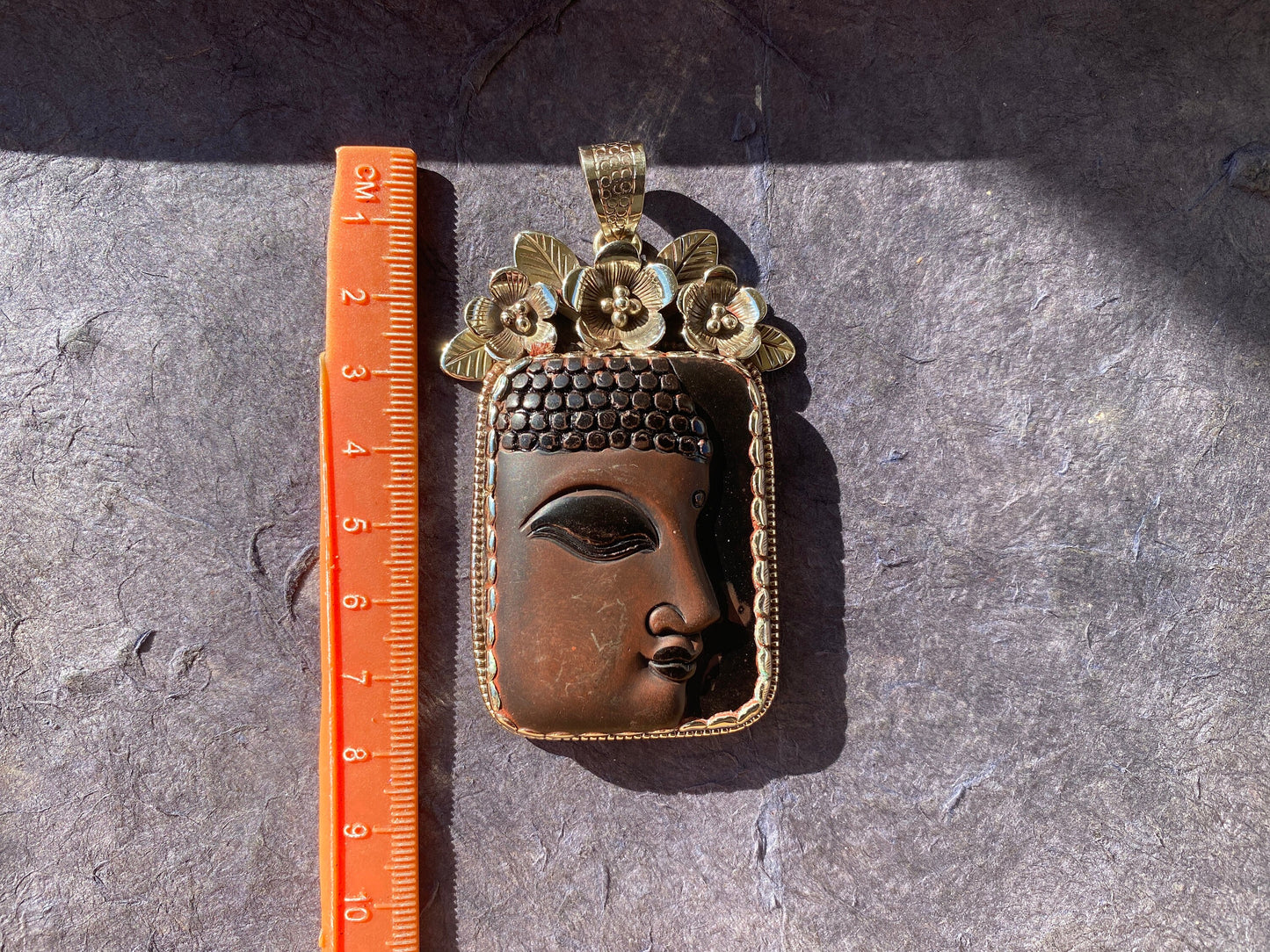 Large Buddha Face Black Obsidian Tibetan Silver Pendant, Buddhist Jewelry, Yoga Pendant for Necklace, Spiritual Jewelry, Bodhisattva Amulet