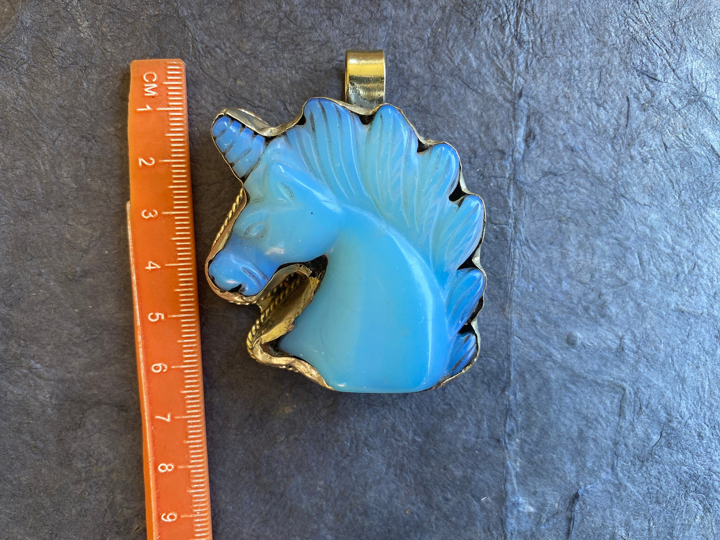 Large Carved Opalite Horse Head Tibetan Silver Pendant, Unicorn Pendant, Horse Jewelry, Animal Lovers Jewelry, Metaphysical Stone Pendant