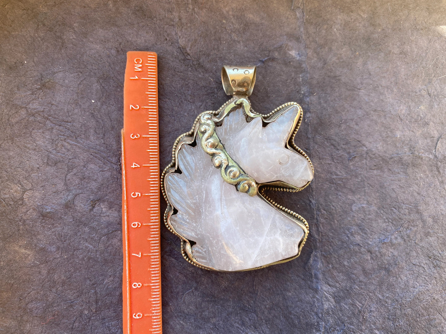 Large Carved Rose Quartz Horse Head Tibetan Silver Pendant, Horse Jewelry, Animal Lovers Jewelry, Metaphysical Stone Pendant, Unicorn, Boho