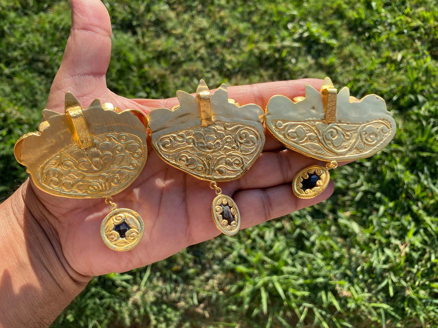 Large Colorful Slice Agate with Smoky Quartz Pendant, 18K Brushed Gold Overlay, Flower Design Pendant For Necklace, Healing Crystal Jewelry